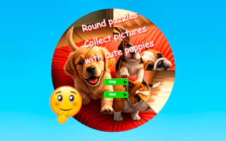 Round Jigsaw Puzzle Collect Pictures with Cute Puppies